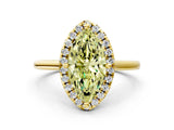 Yellow gold Fancy Yellow Marquise Cut Halo Round Diamond Solitaire Engagement Ring with Pave Band and Four-Prong Setting_12