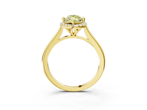 Yellow gold Fancy Yellow Marquise Cut Halo Round Diamond Solitaire Engagement Ring with Pave Band and Four-Prong Setting_15