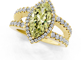 Yellow gold Fancy Yellow Marquise  Cut Halo Split Shank Diamond Ring with Four-Prong Setting_1