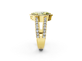 Yellow gold Fancy Yellow Marquise  Cut Halo Split Shank Diamond Ring with Four-Prong Setting_2