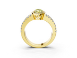 Yellow gold Fancy Yellow Marquise  Cut Halo Split Shank Diamond Ring with Four-Prong Setting_3