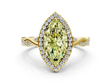 Yellow gold Fancy Yellow Marquise Cut Halo Twist Band with Four-Prong Setting_12
