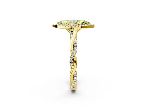 Yellow gold Fancy Yellow Marquise Cut Halo Twist Band with Four-Prong Setting_14