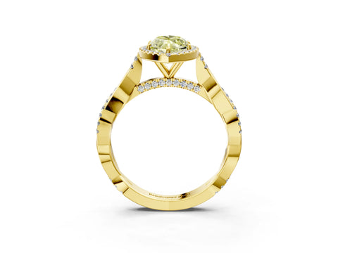 Yellow gold Fancy Yellow Marquise Cut Halo Twist Band with Four-Prong Setting_15