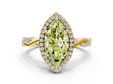 Yellow gold Fancy Yellow Marquise  Cut Halo Twisted Band Four-Prong Ring