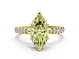 Yellow gold Fancy Yellow Marquise  Cut Pavé Band Solitaire Ring with Four-Prong Setting