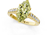 Yellow gold Fancy Yellow Marquise  Cut Pavé Band Solitaire Ring with Four-Prong Setting_1