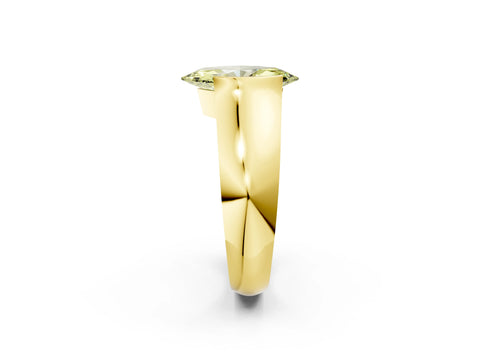 Yellow gold Fancy Yellow Marquise Cut Solitaire Bezel Set Diamond Ring with Wide Band_2