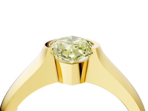 Yellow gold Fancy Yellow Marquise Cut Solitaire Bezel Set Diamond Ring with Wide Band_4