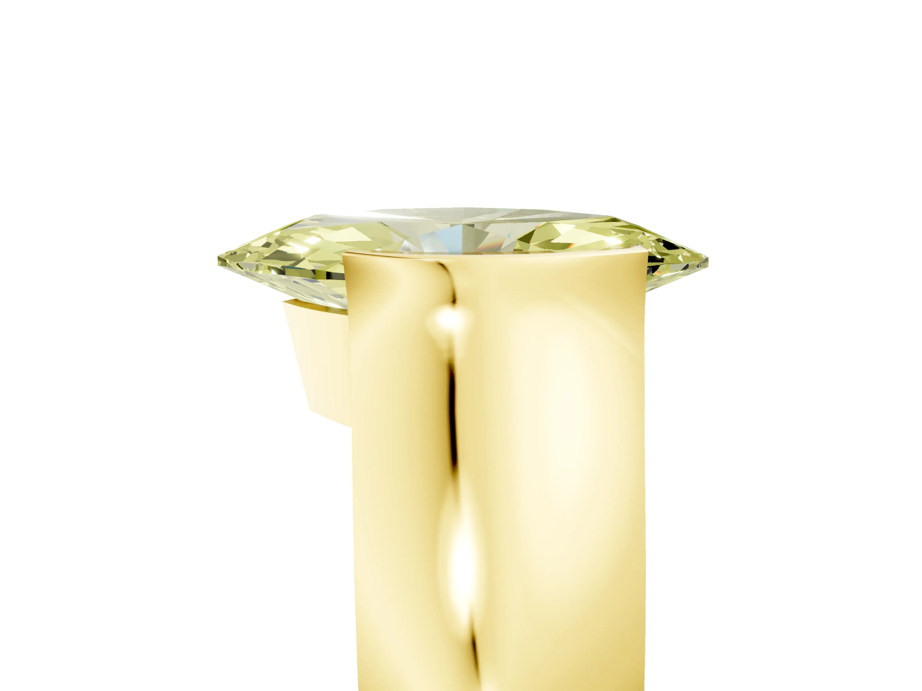 Yellow gold Fancy Yellow Marquise Cut Solitaire Bezel Set Diamond Ring with Wide Band_5