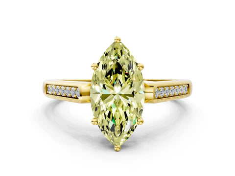 Yellow gold Fancy Yellow Marquise Cut Solitaire Cathedral Diamond Engagement Ring with Channel-Set Band and Four-Prong Setting_3