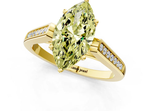 Yellow gold Fancy Yellow Marquise Cut Solitaire Cathedral Diamond Engagement Ring with Channel-Set Band and Four-Prong Setting_4