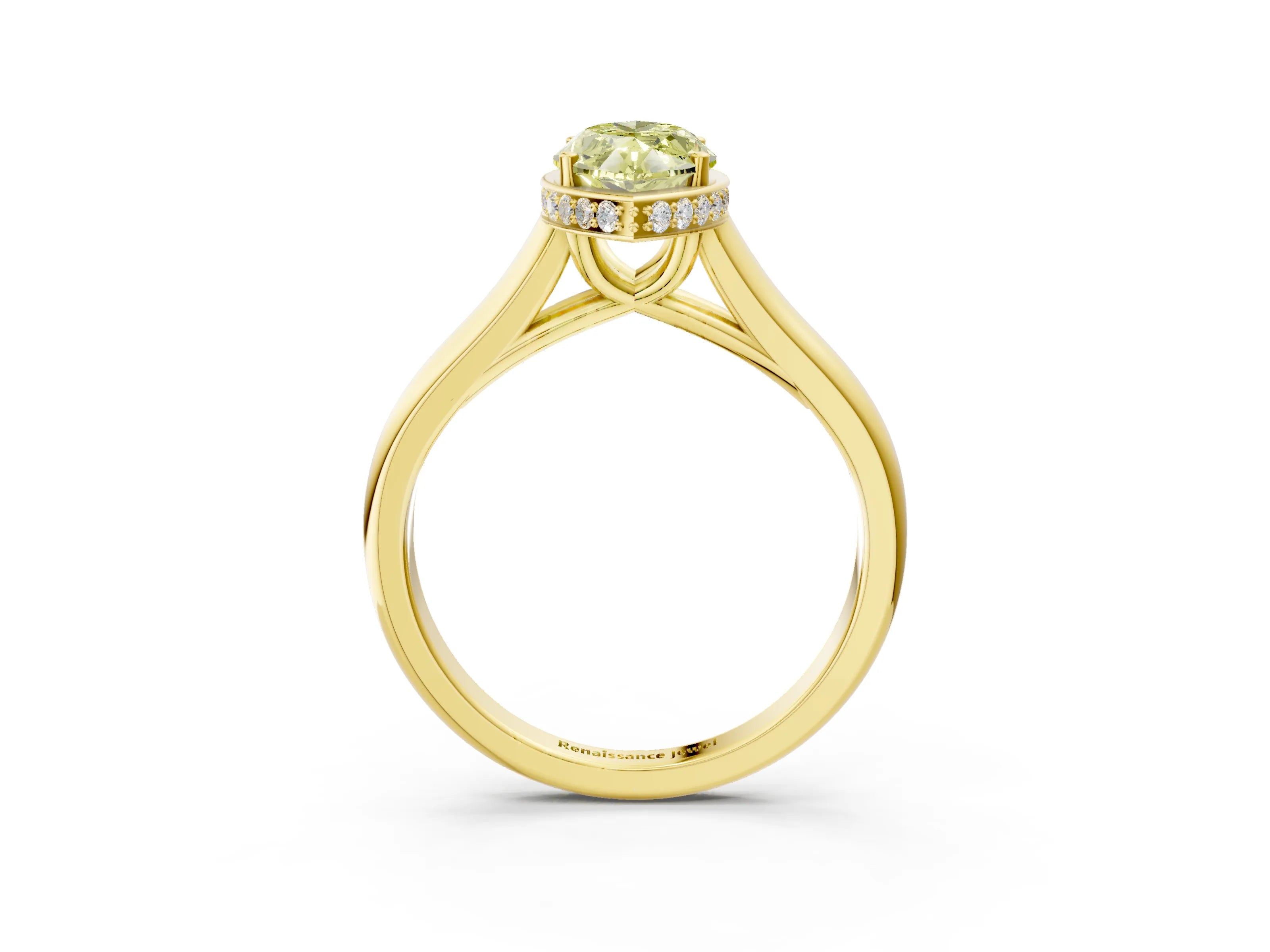 Yellow gold Fancy Yellow Marquise Cut Solitaire Diamond Engagement Ring with Four-Prong Setting and Tapered Band_3