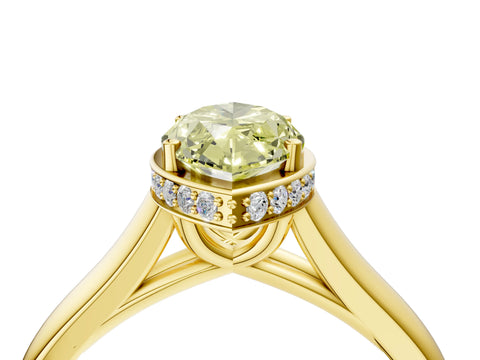 Yellow gold Fancy Yellow Marquise Cut Solitaire Diamond Engagement Ring with Four-Prong Setting and Tapered Band_4
