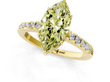 Yellow gold Fancy Yellow Marquise Cut Solitaire Diamond Engagement Ring with Pavé Band and Six-Prong Setting_13