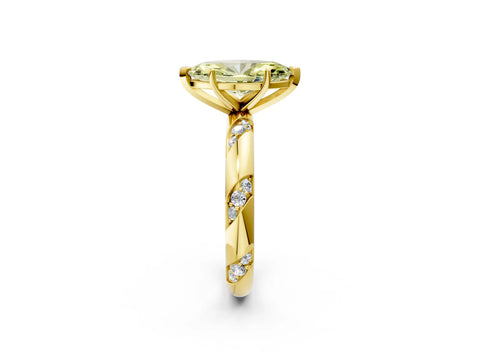 Yellow gold Fancy Yellow Marquise Cut Solitaire Diamond Engagement Ring with Twisted Pave Band and Four-Prong Setting_5