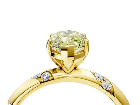 Yellow gold Fancy Yellow Marquise Cut Solitaire Diamond Engagement Ring with Twisted Pave Band and Four-Prong Setting_7