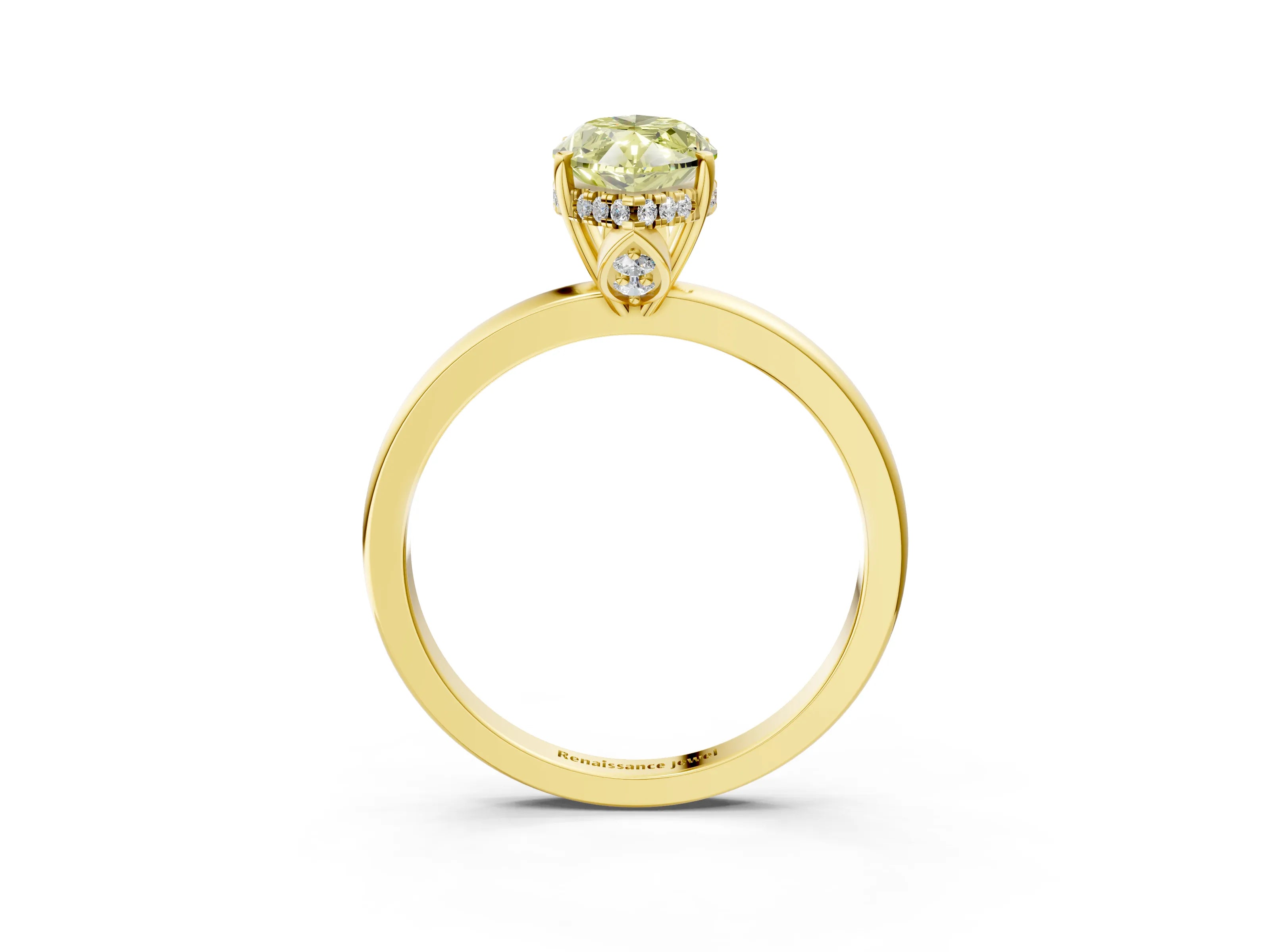 Yellow gold Fancy Yellow Marquise Cut Solitaire Diamond Ring with Prong Setting and Plain Band_3