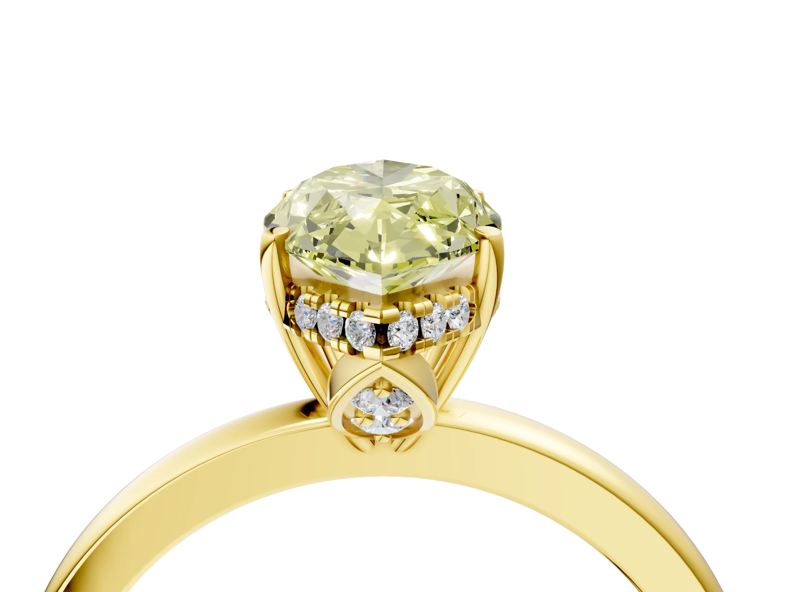 Yellow gold Fancy Yellow Marquise Cut Solitaire Diamond Ring with Prong Setting and Plain Band_4