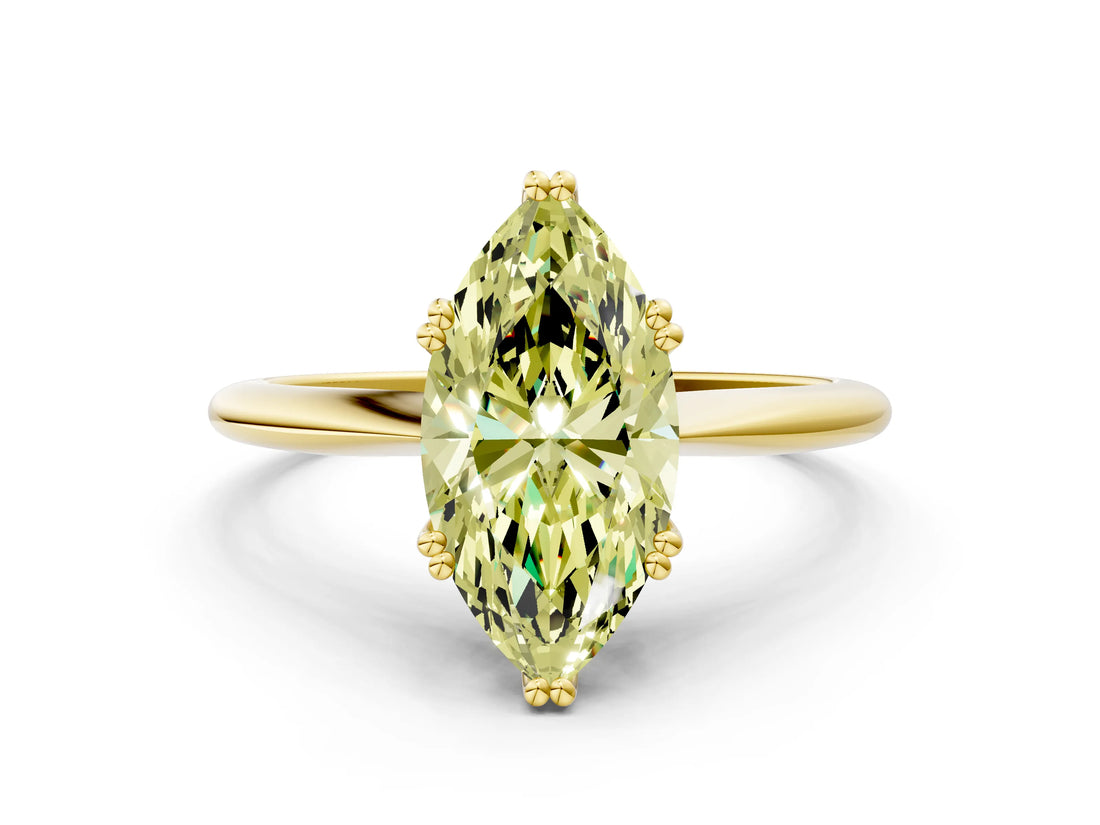 Yellow gold Fancy Yellow Marquise Cut Solitaire Diamond Ring with Six-Prong Setting and Classic Band_12