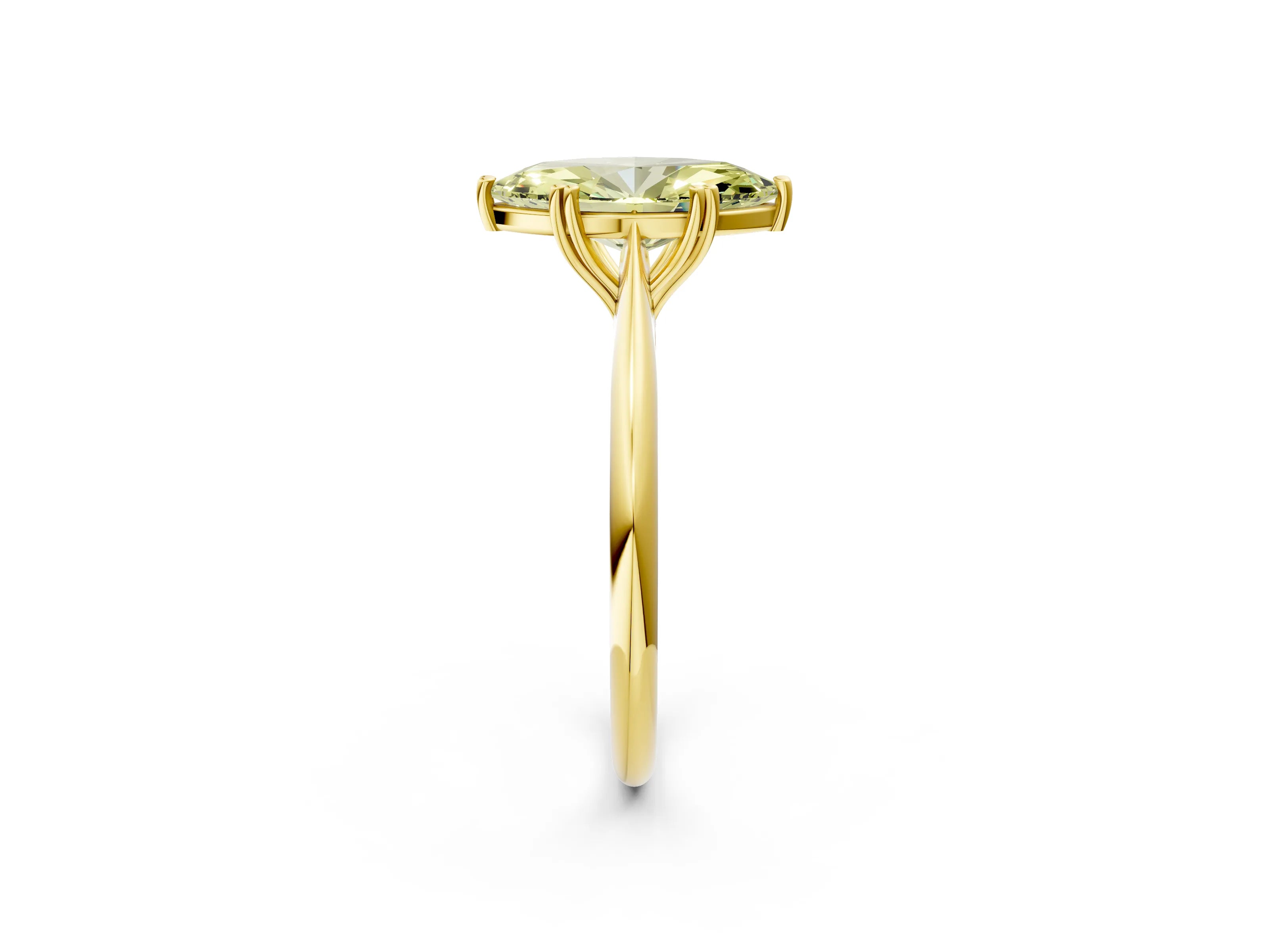Yellow gold Fancy Yellow Marquise Cut Solitaire Diamond Ring with Six-Prong Setting and Classic Band_2
