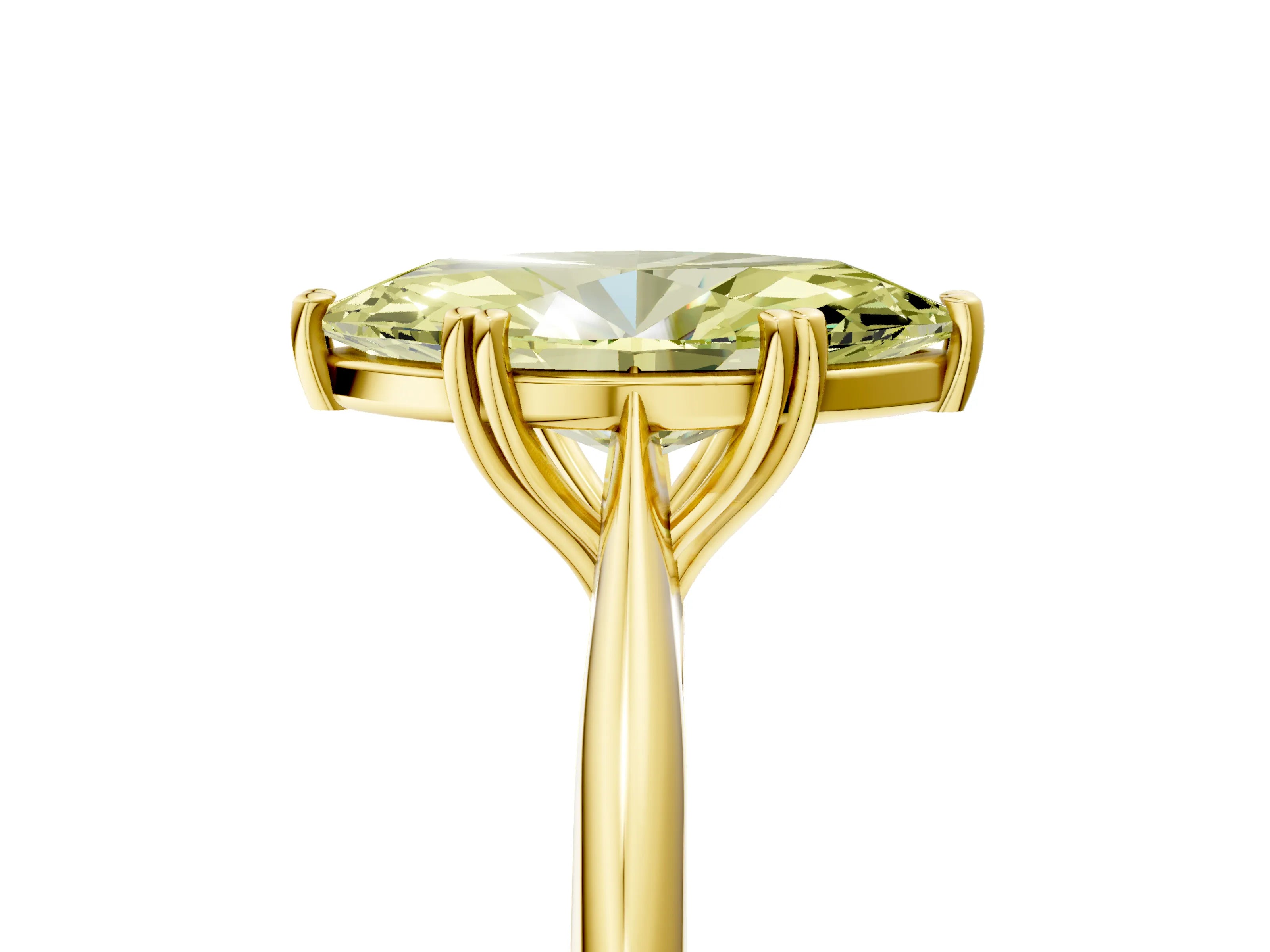 Yellow gold Fancy Yellow Marquise Cut Solitaire Diamond Ring with Six-Prong Setting and Classic Band_5