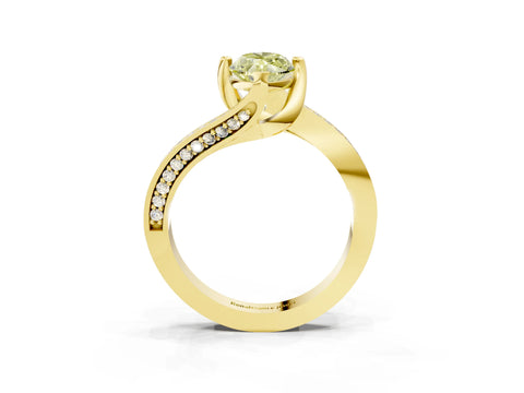 Yellow gold Fancy Yellow Marquise Cut Solitaire Diamond Twist Band with Pavé Setting and Four-Prong Setting_3