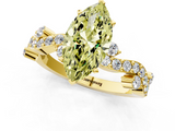 Yellow gold Fancy Yellow Marquise  Cut Solitaire Diamond Twisted Band with Pave Setting_1