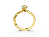 Yellow gold Fancy Yellow Marquise  Cut Solitaire Diamond Twisted Band with Pave Setting_3