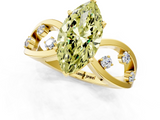 Yellow gold Fancy Yellow Marquise  Cut Solitaire Diamond with Side Stones on Criss-Cross Band and Four-Prong Setting_1