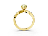Yellow gold Fancy Yellow Marquise  Cut Solitaire Diamond with Side Stones on Criss-Cross Band and Four-Prong Setting_3
