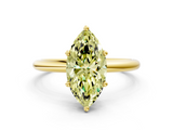 Yellow gold Fancy Yellow Marquise  Cut Solitaire Engagement Ring with Four-Prong Setting and Classic Band