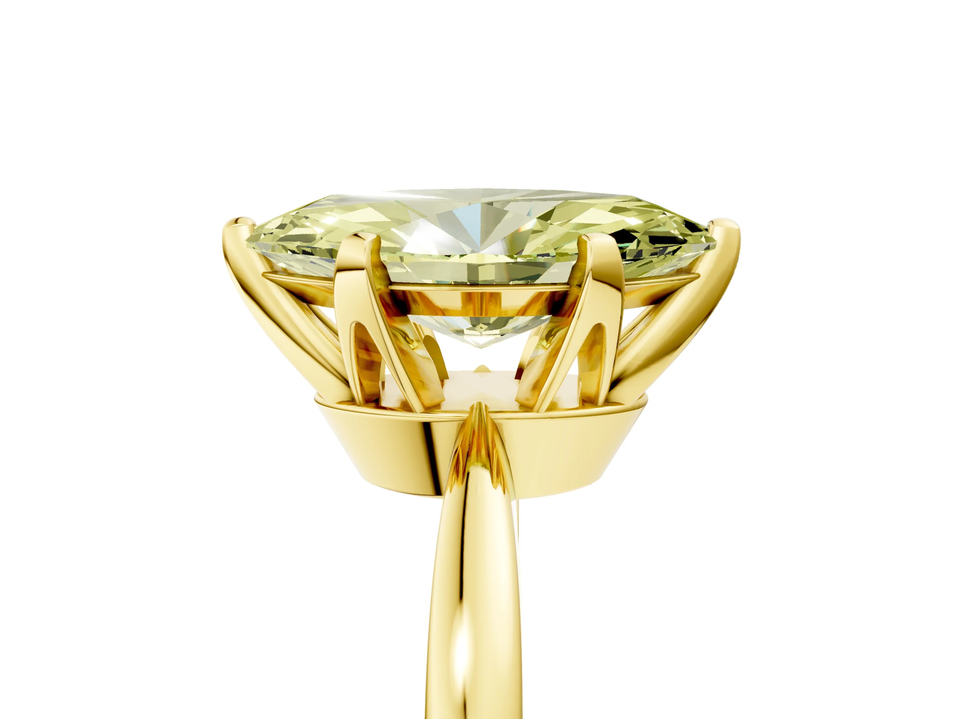 Yellow gold Fancy Yellow Marquise Cut Solitaire Engagement Ring with Six-Prong Setting and Tapered Band_5