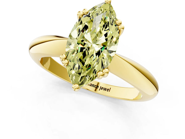 Yellow gold Fancy Yellow Marquise  Cut Solitaire Engagement Ring with Tapered Band and Four-Prong Setting