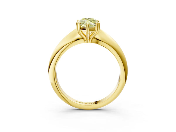 Yellow gold Fancy Yellow Marquise  Cut Solitaire Engagement Ring with Tapered Band and Four-Prong Setting