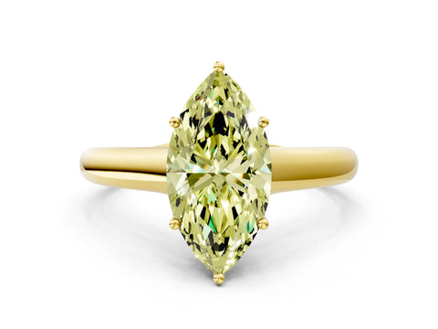 Yellow gold Fancy Yellow Marquise Cut Solitaire Engagement Ring with Tapered Band and Four-Prong Setting_3