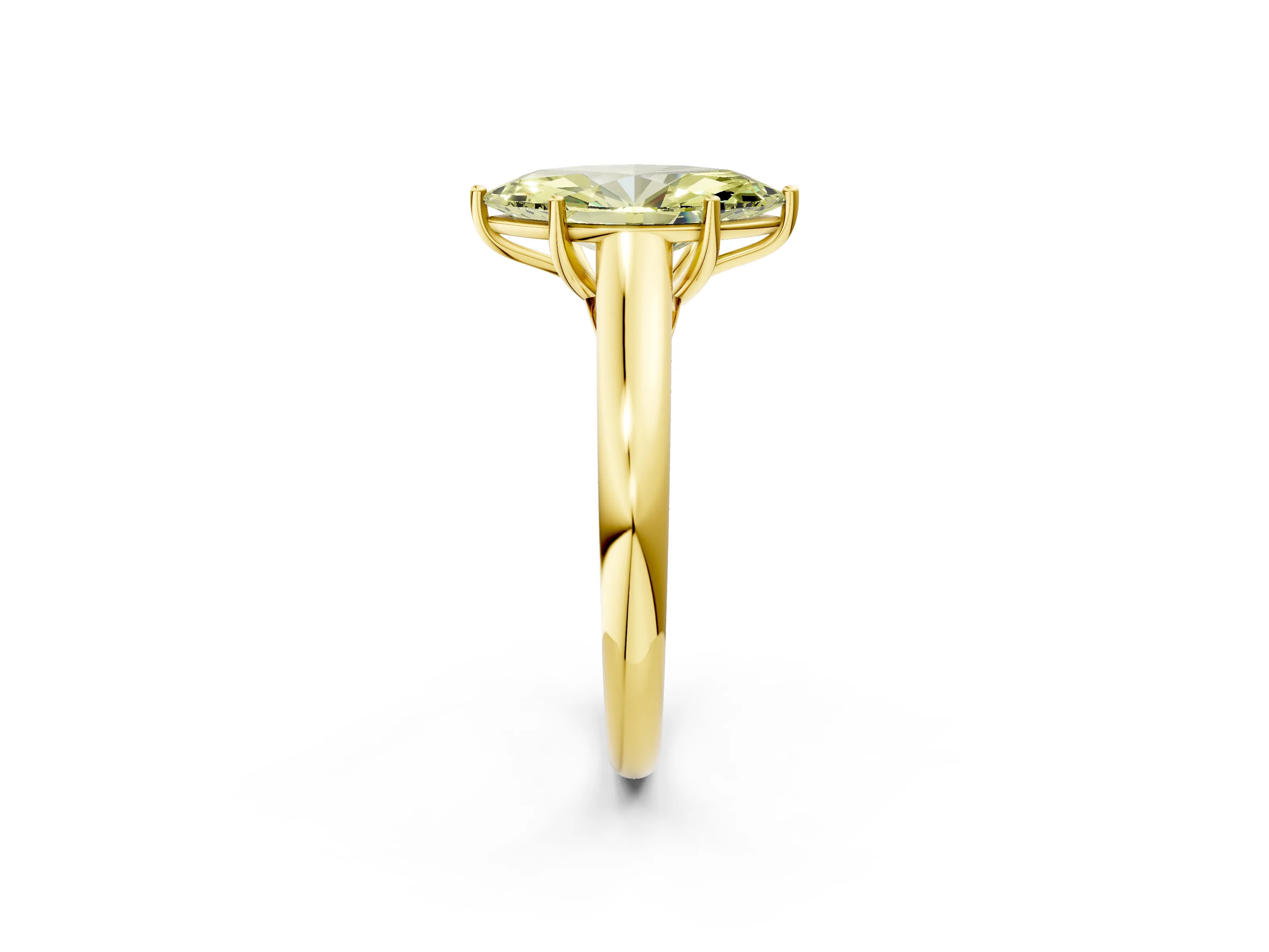 Yellow gold Fancy Yellow Marquise Cut Solitaire Engagement Ring with Tapered Band and Four-Prong Setting_5