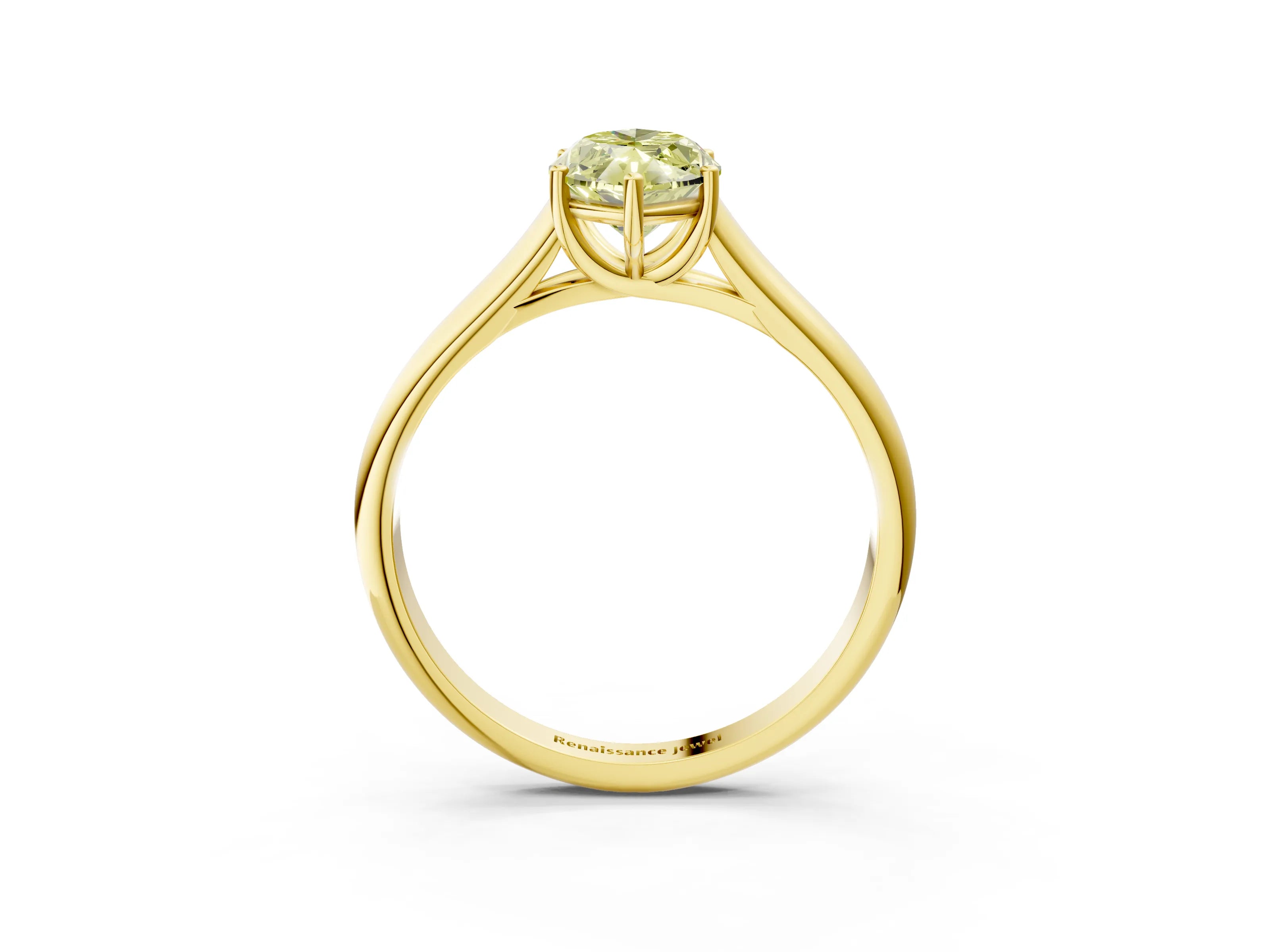 Yellow gold Fancy Yellow Marquise Cut Solitaire Engagement Ring with Tapered Band and Four-Prong Setting_6
