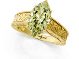 Yellow gold Fancy Yellow Marquise  Cut Solitaire Engraved Band with Four-Prong Setting_1
