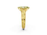 Yellow gold Fancy Yellow Marquise  Cut Solitaire Engraved Band with Four-Prong Setting_2