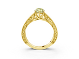 Yellow gold Fancy Yellow Marquise  Cut Solitaire Engraved Band with Four-Prong Setting_3
