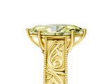 Yellow gold Fancy Yellow Marquise  Cut Solitaire Engraved Band with Four-Prong Setting_5