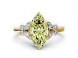 Yellow gold Fancy Yellow Marquise  Cut Solitaire Floral Diamond Ring with Four-Prong Setting