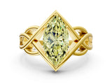 Yellow gold Fancy Yellow Marquise Cut Solitaire Intertwined Band Prong Setting Ring