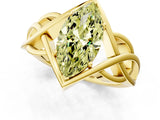 Yellow gold Fancy Yellow Marquise Cut Solitaire Intertwined Band Prong Setting Ring_1