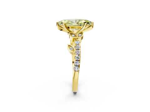Yellow gold Fancy Yellow Marquise Cut Solitaire Leaf-Inspired Diamond Ring with Pavé Band and Four-Prong Setting_2