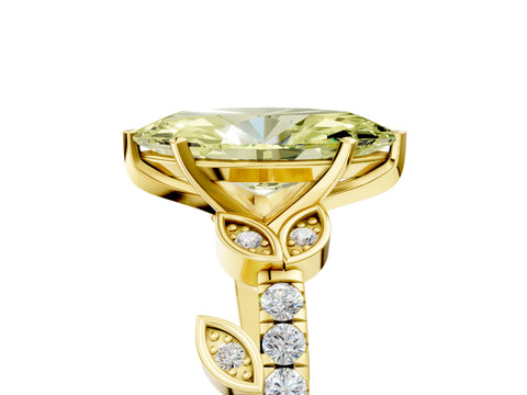 Yellow gold Fancy Yellow Marquise Cut Solitaire Leaf-Inspired Diamond Ring with Pavé Band and Four-Prong Setting_5
