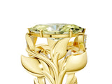 Yellow gold Fancy Yellow Marquise Cut Solitaire Leaf-Inspired Engagement Ring with Prong Setting_17