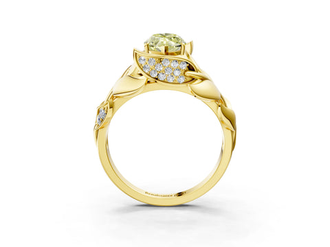 Yellow gold Fancy Yellow Marquise Cut Solitaire Leaf-Inspired Engagement Ring with Prong Setting_3