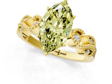 Yellow gold Fancy Yellow Marquise Cut Solitaire Milgrain Leaf Band with Prong Setting_1